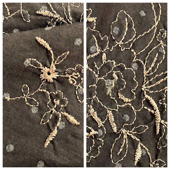 Vintage Y2K 100% Cotton Brown Embroidered Floral Midi Skirt Boho Girlhood XS/S - Picture 10 of 10